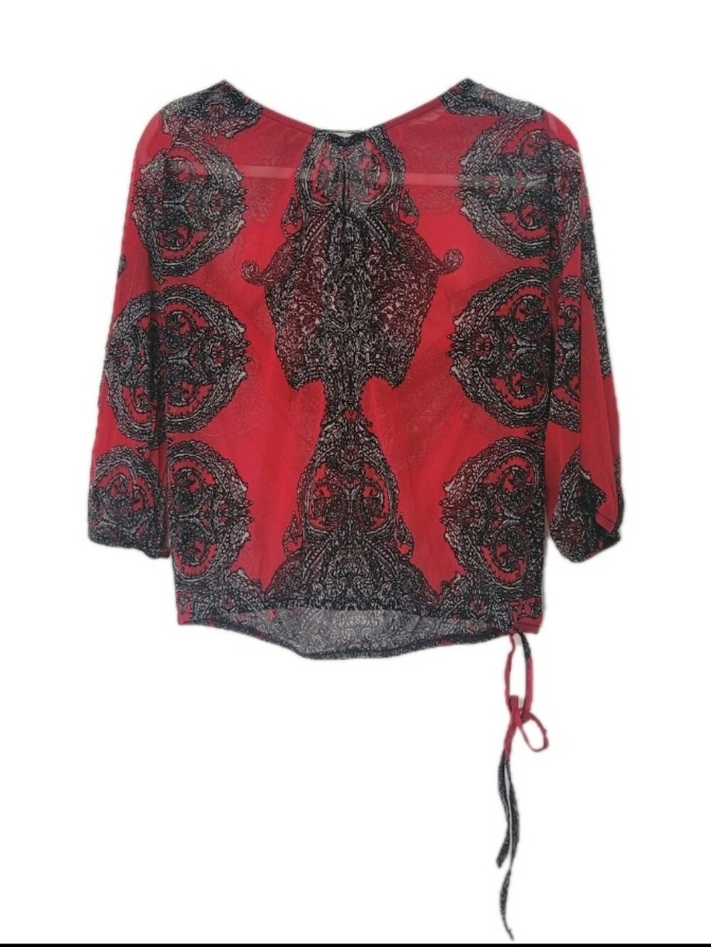 Inc International Concepts Women's Paisley Sheer Medium Top Boho Festival Blouse